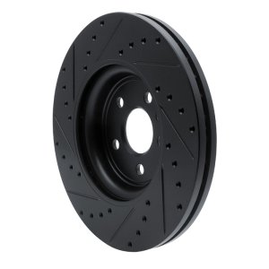 Jaguar F-Pace Brake Rotor (1) - Front Right - R1 Concepts - Drilled & Slotted - Black - `17-`19